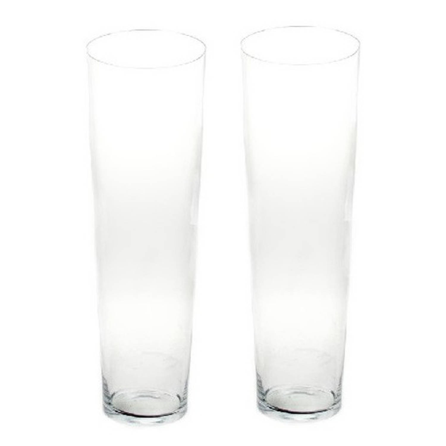 Bellatio Decorations 2x Conische Vaas Glas 60 Cm - Glazen Bloemenvaas Taps - Decoratieve Vazen - 2 Stuks