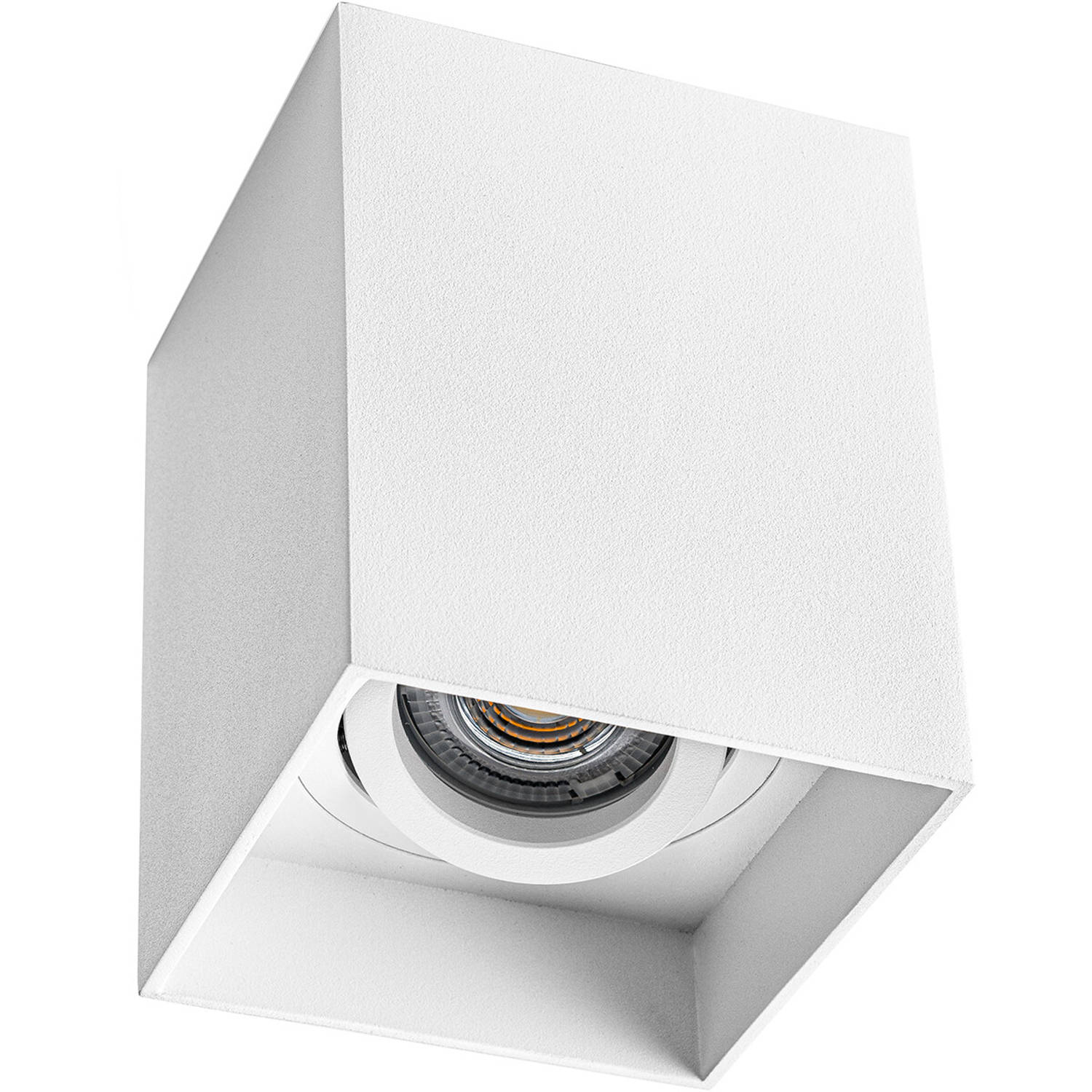 BES LED Opbouwspot Gu10 - Pragmi Luxina Pro - Opbouw Vierkant - Mat - Aluminium - Verdiept - Kantelbaar - 90mm - Wit