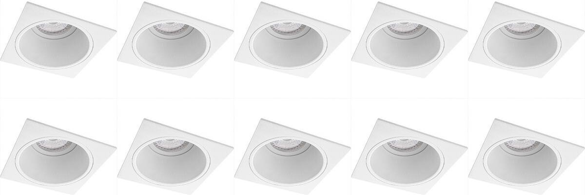 BES LED Spot Armatuur 10 Pack - Pragmi Minko Pro - Gu10 Fitting - Inbouw Vierkant - Mat - Aluminium - Verdiept - Ø90mm - Wit