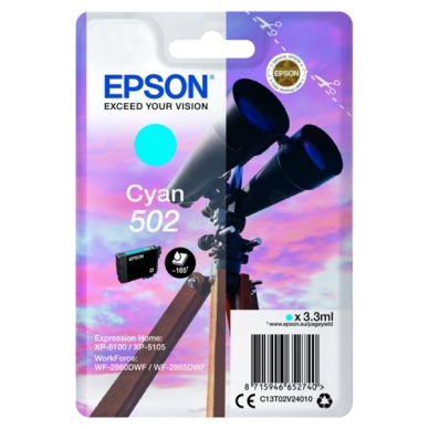 Epson Epson 502 Inktcartridge cyaan, 160 pagina's C13T02V24010 Replace: N/A