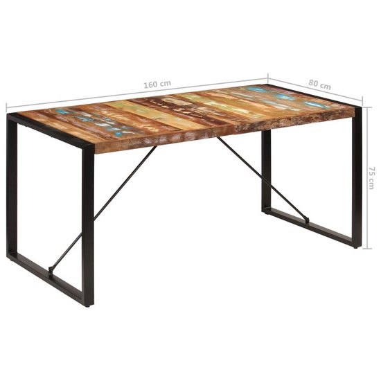 Vidaxl Eettafel 160x80x75 Cm Massief Gerecycled Hout - Bruin