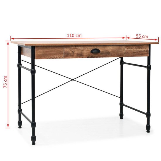 Vidaxl Schrijftafel Met Lade 110x55x75 Cm Eikenkleur - Bruin