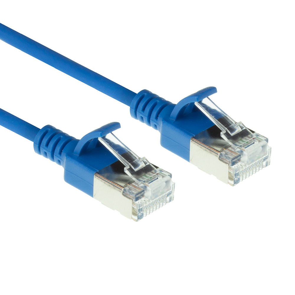 ACT DC7652 CAT6A U/FTP LSZH Datacenter Slimline Patch Kabel - 25 cm - Blauw