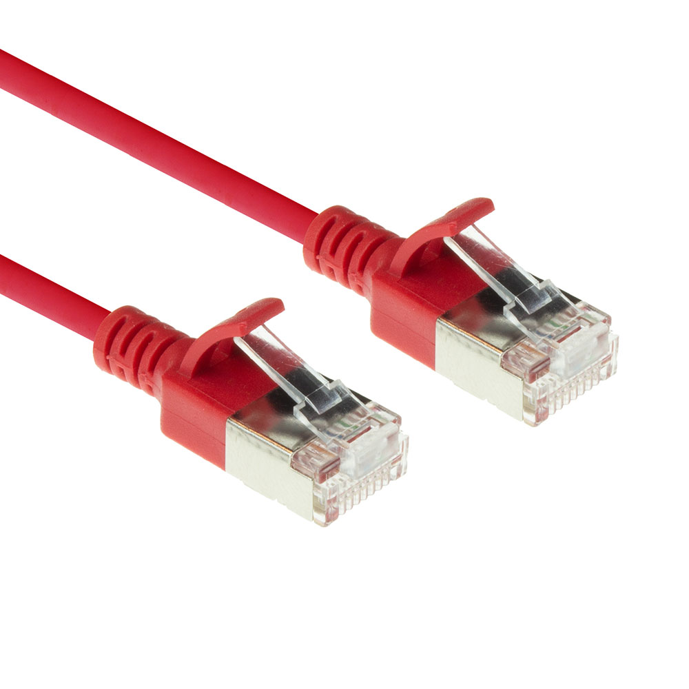 ACT DC7552 CAT6A U/FTP LSZH Datacenter Slimline Patch Kabel - 25 cm - Rood