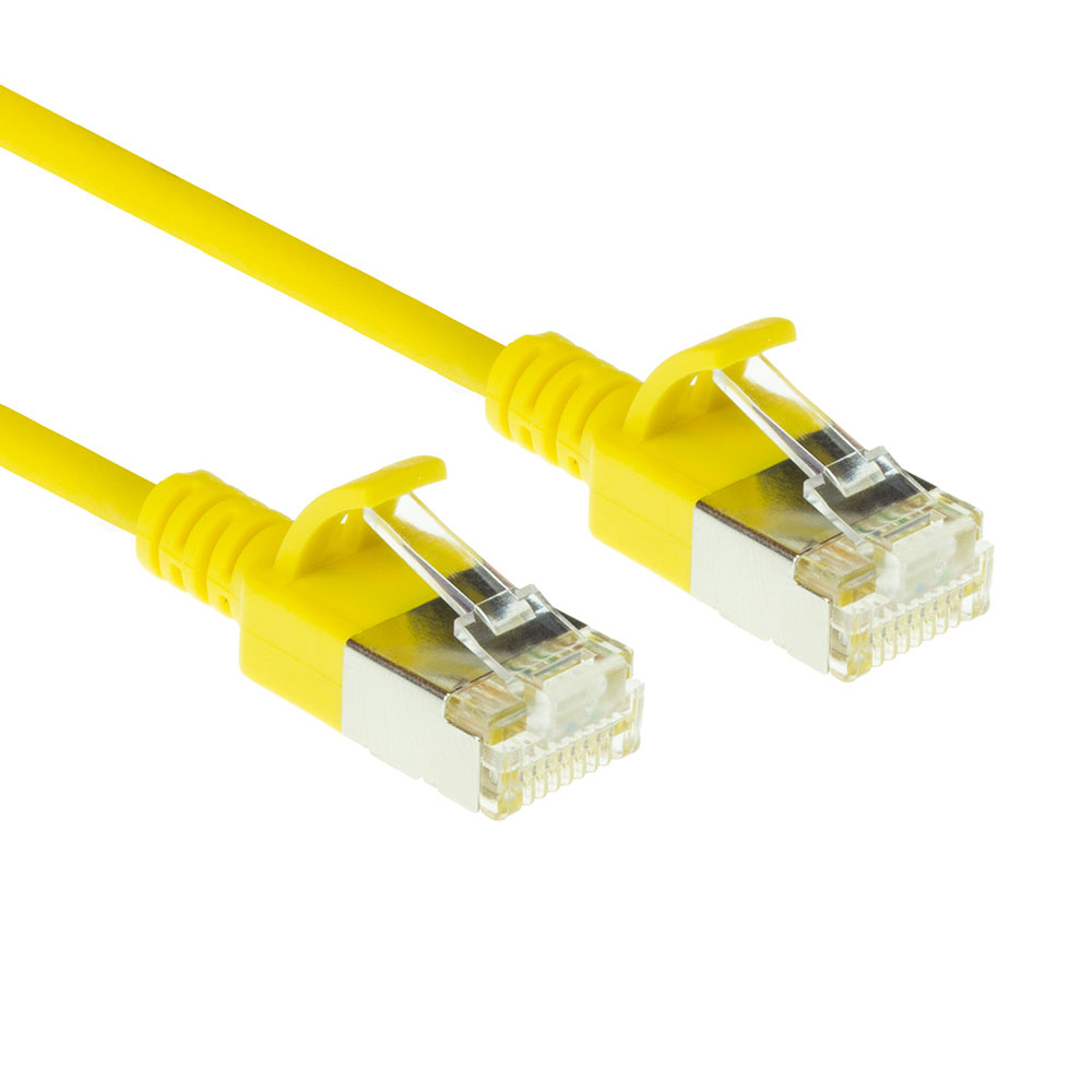 ACT DC7852 CAT6A U/FTP LSZH Datacenter Slimline Patch Kabel - 25 cm - Geel