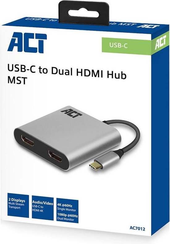 ACT USB-C naar Dual HDMI 4K Hub
