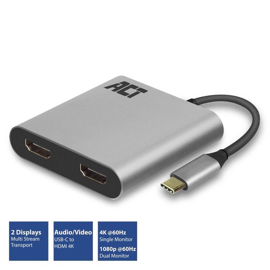ACT USB-C naar Dual HDMI 4K Hub