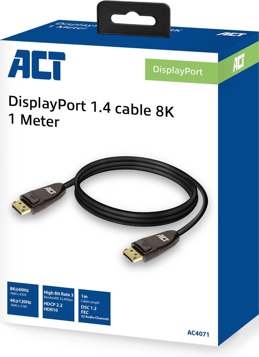 ACT AC4071 DisplayPort 1.4 Kabel 8K - 1 meter