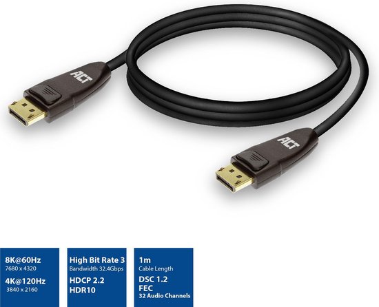 ACT AC4071 DisplayPort 1.4 Kabel 8K - 1 meter