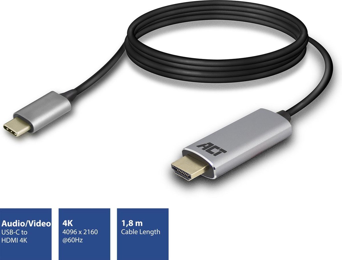 ACT USB-C naar HDMI kabel 1,8m