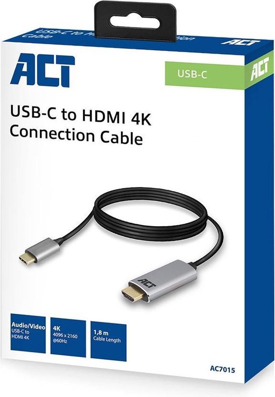 ACT USB-C naar HDMI kabel 1,8m
