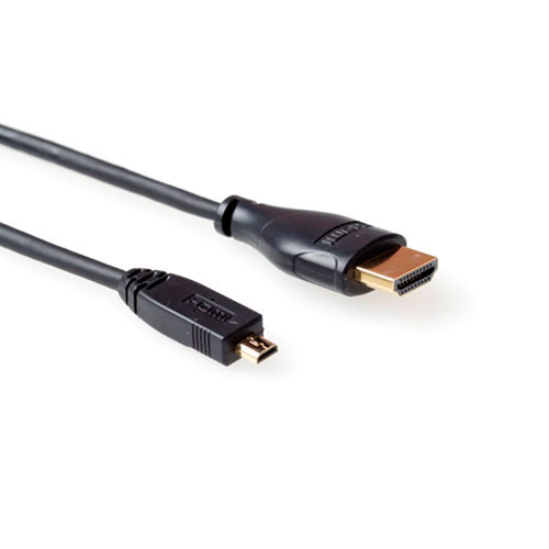 ACT AK3798 HDMI High Speed Ethernet Aansluitkabel HDMI-A Male/HDMI-D (Micro HDMI) Male - 2 meter