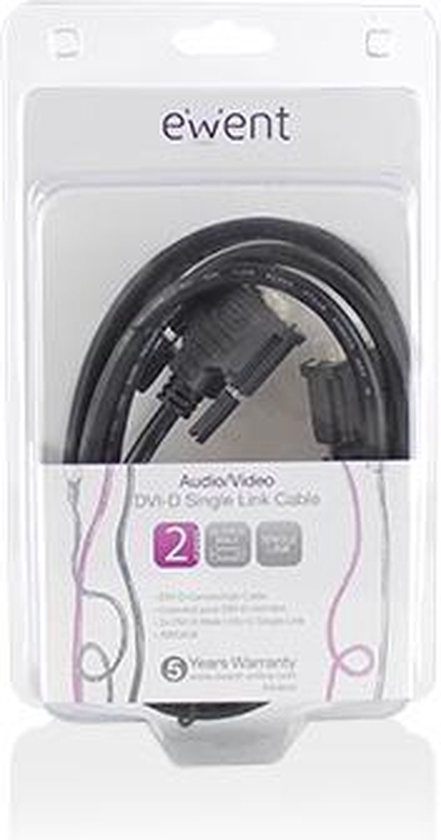 Ewent EW9830 DVI-D Single Link Kabel Male/Male - 2 meter