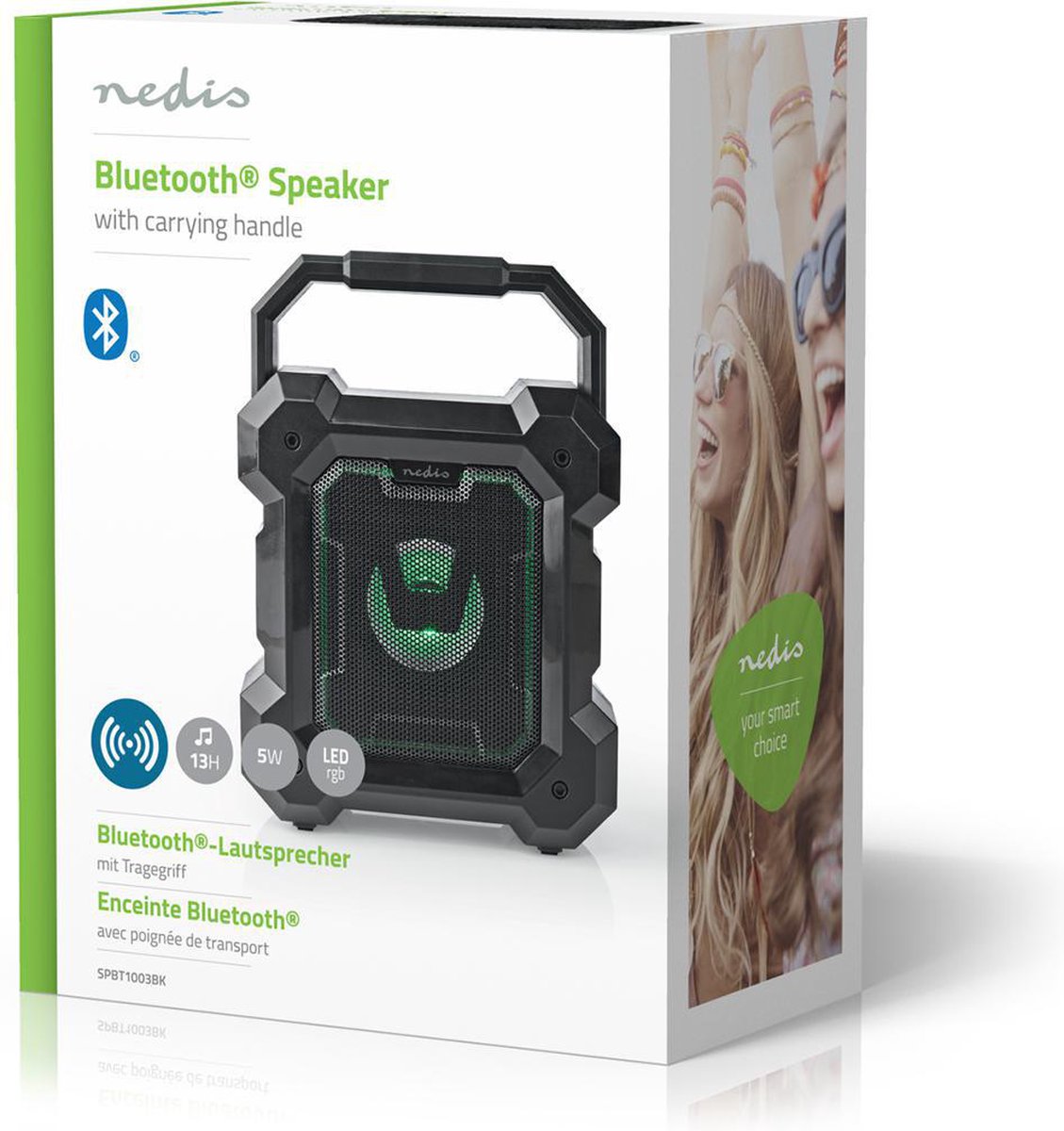 Nedis Bluetooth® speaker | 5.1 W | 13 uur speeltijd | LED-lamp | - Zwart