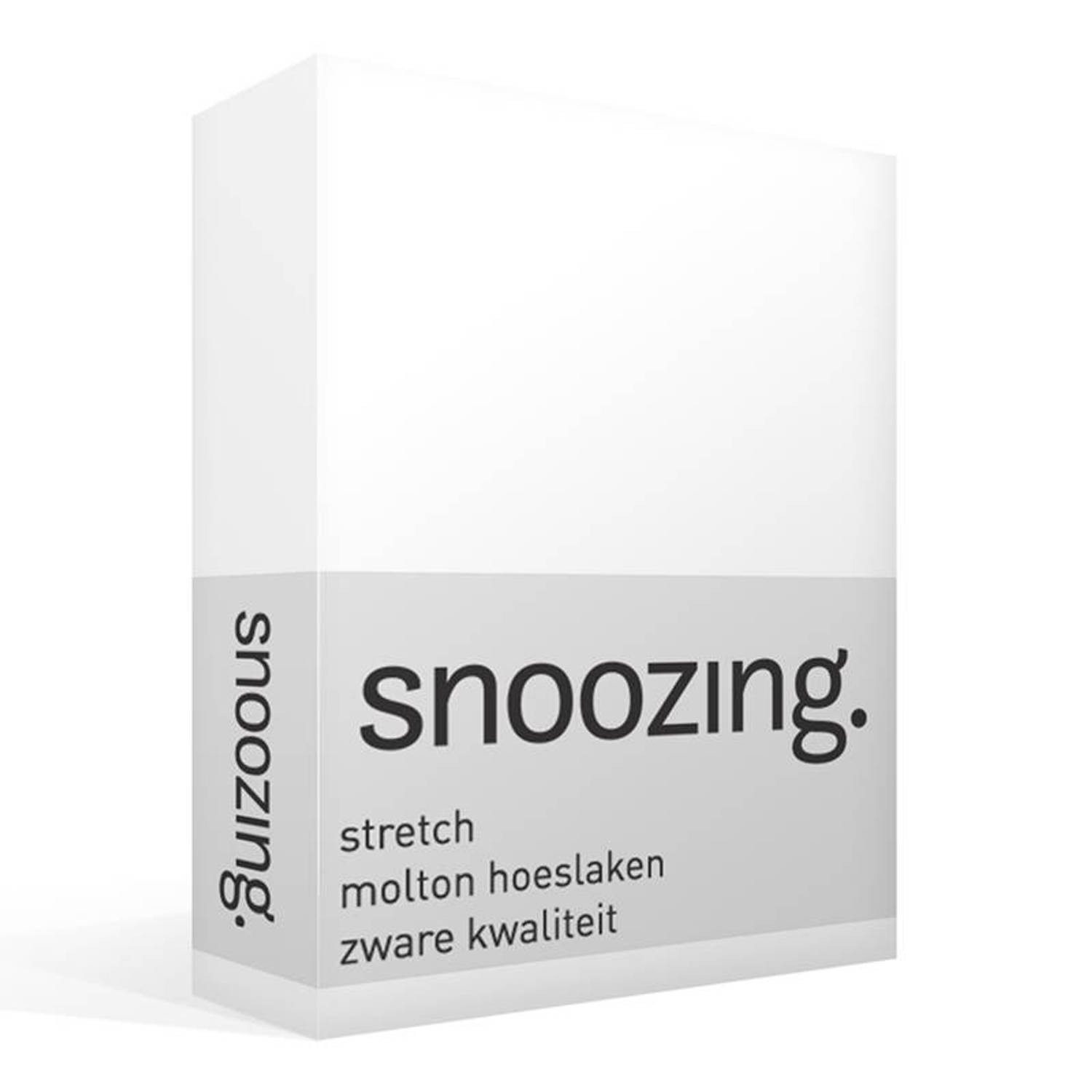 Snoozing - Stretch - Molton - Hoeslaken - Tweepersoons - 120/130/140x200 Cm - - Wit