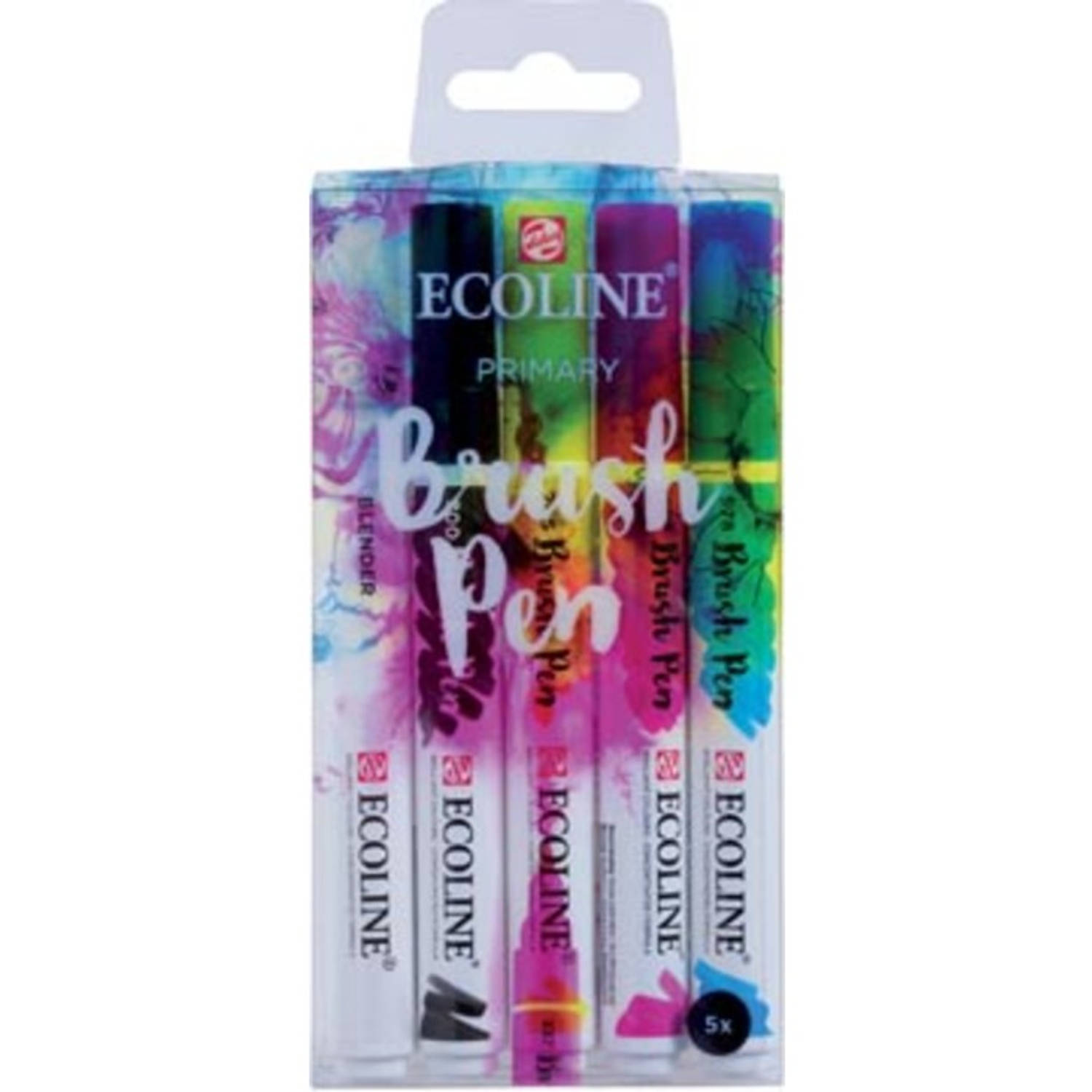 Talens Ecoline Brush Pen, Etui Met 5 Stuks In De Primaire Kleuren - Blanco