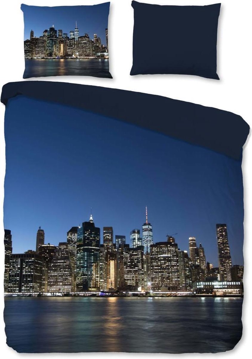 Pure Ny City Dekbedovertrek - 1-persoons (140x200/220 Cm + 1 Sloop) - Microvezel - - Blauw