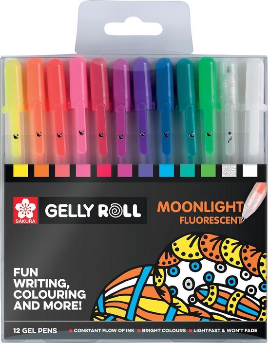 Sakura Roller Gelly Roll Moonlight, Etui Met 12 Stuks In Geassorteerde Kleuren - Wit