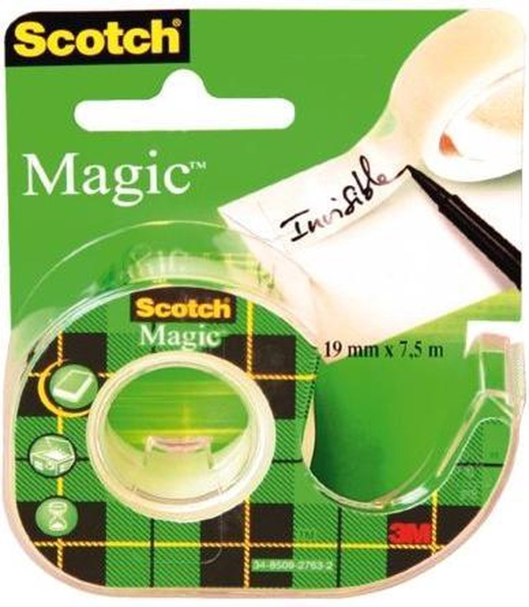 Scotch Plakband Magic Tape, Ft 19 Mm X 7,5 M, Blister Met Dispenser