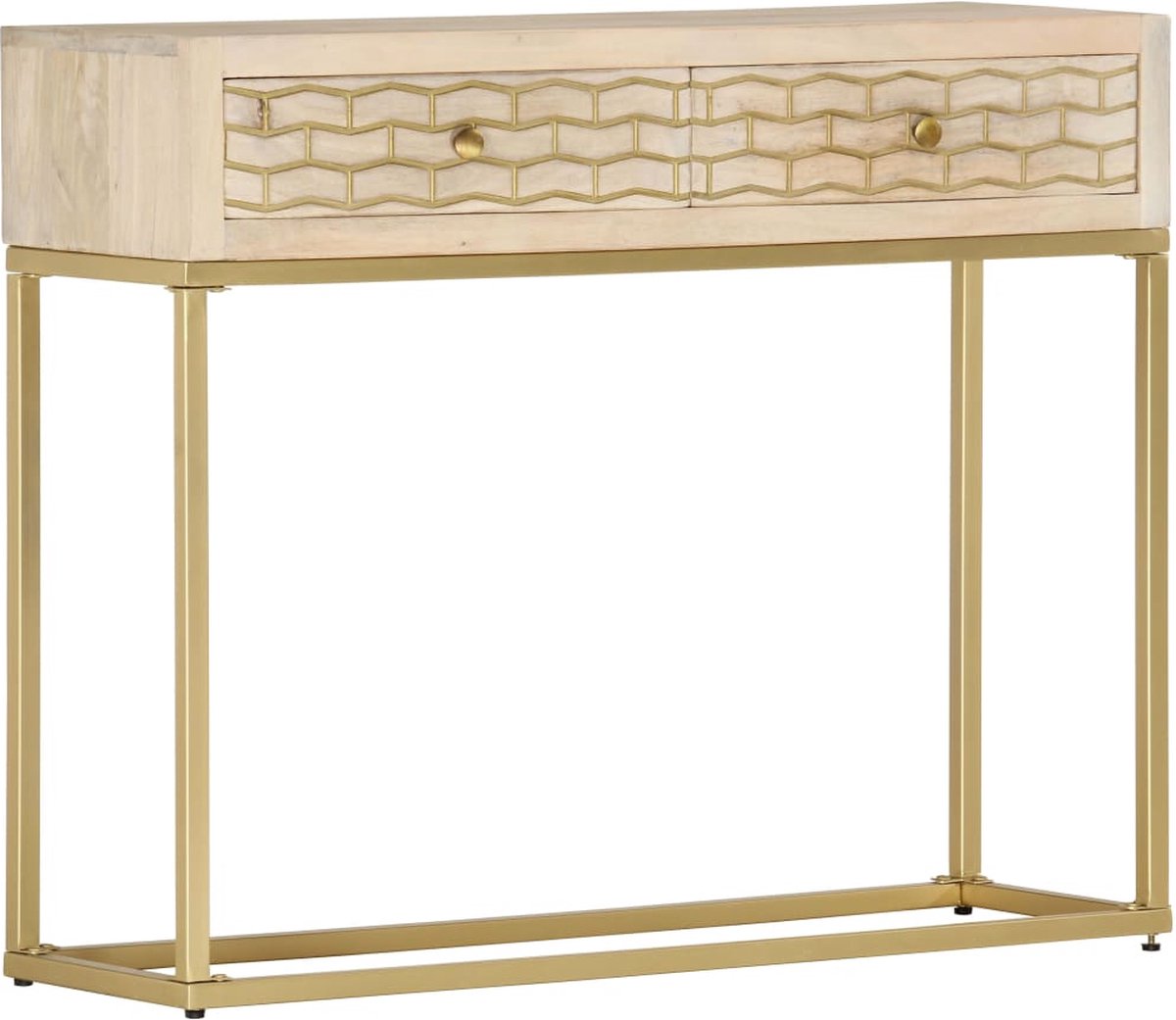 Vidaxl Wandtafel 90x30x75 Cm Massief Mangohoutkleurig - Goud