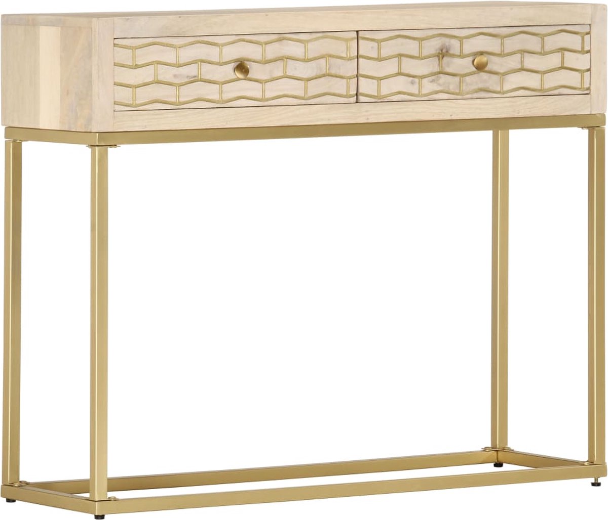 Vidaxl Wandtafel 90x30x75 Cm Massief Mangohoutkleurig - Goud