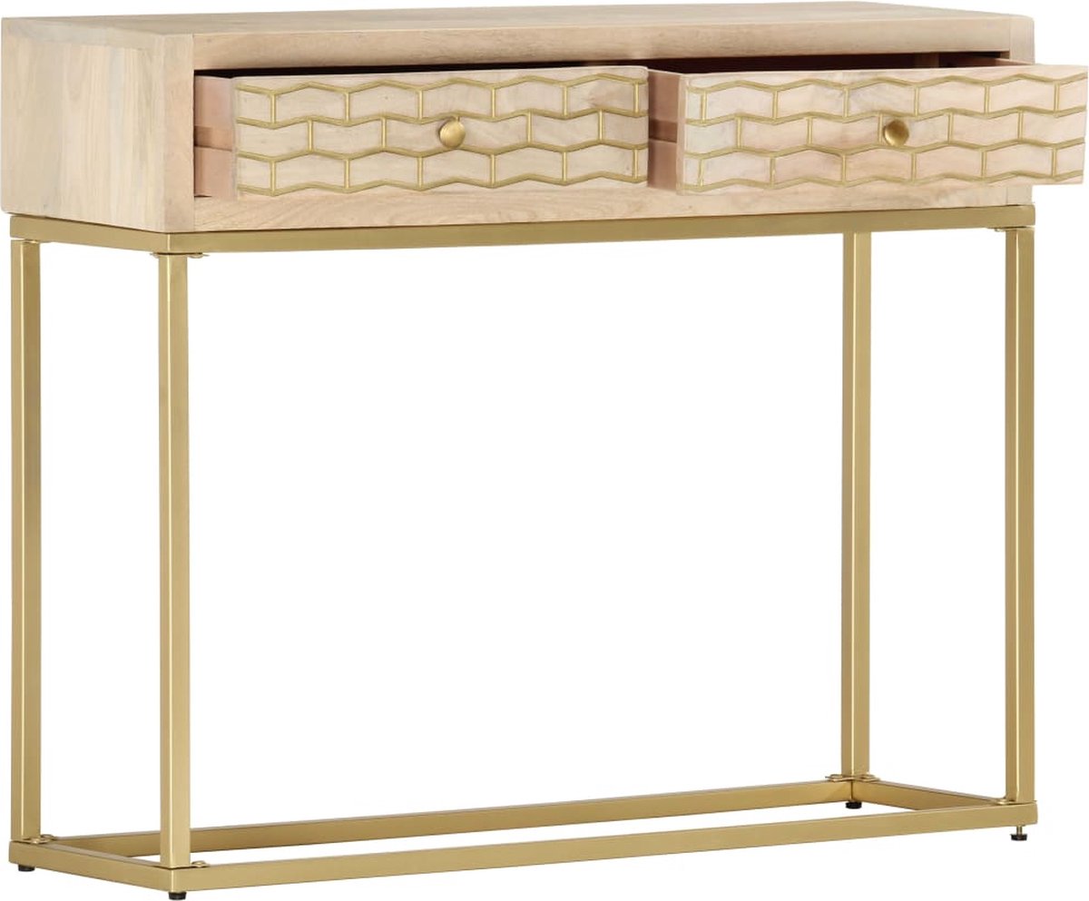 Vidaxl Wandtafel 90x30x75 Cm Massief Mangohoutkleurig - Goud