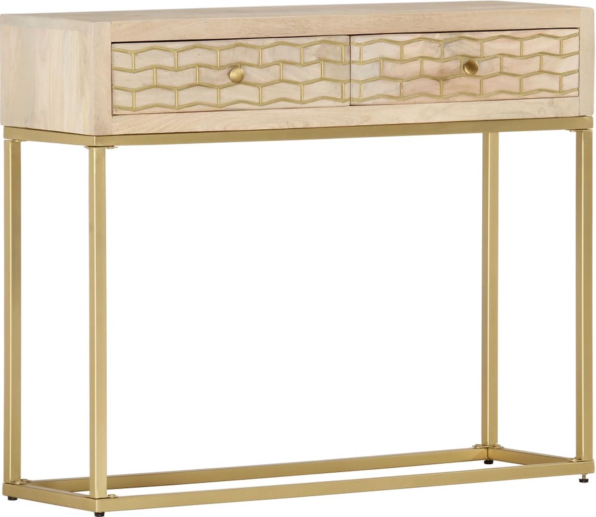 Vidaxl Wandtafel 90x30x75 Cm Massief Mangohoutkleurig - Goud