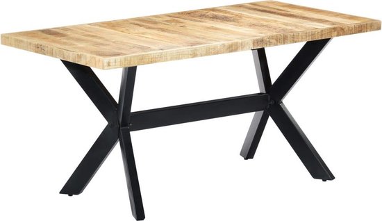 Vidaxl Eettafel 160x80x75 Cm Massief Ruw Mangohout - Marrón