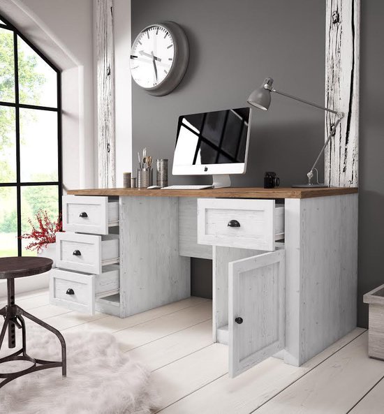 Meubella - Bureau Parello Eiken - 160 Cm - Wit