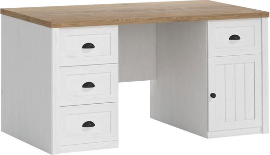 Meubella - Bureau Parello Eiken - 160 Cm - Wit