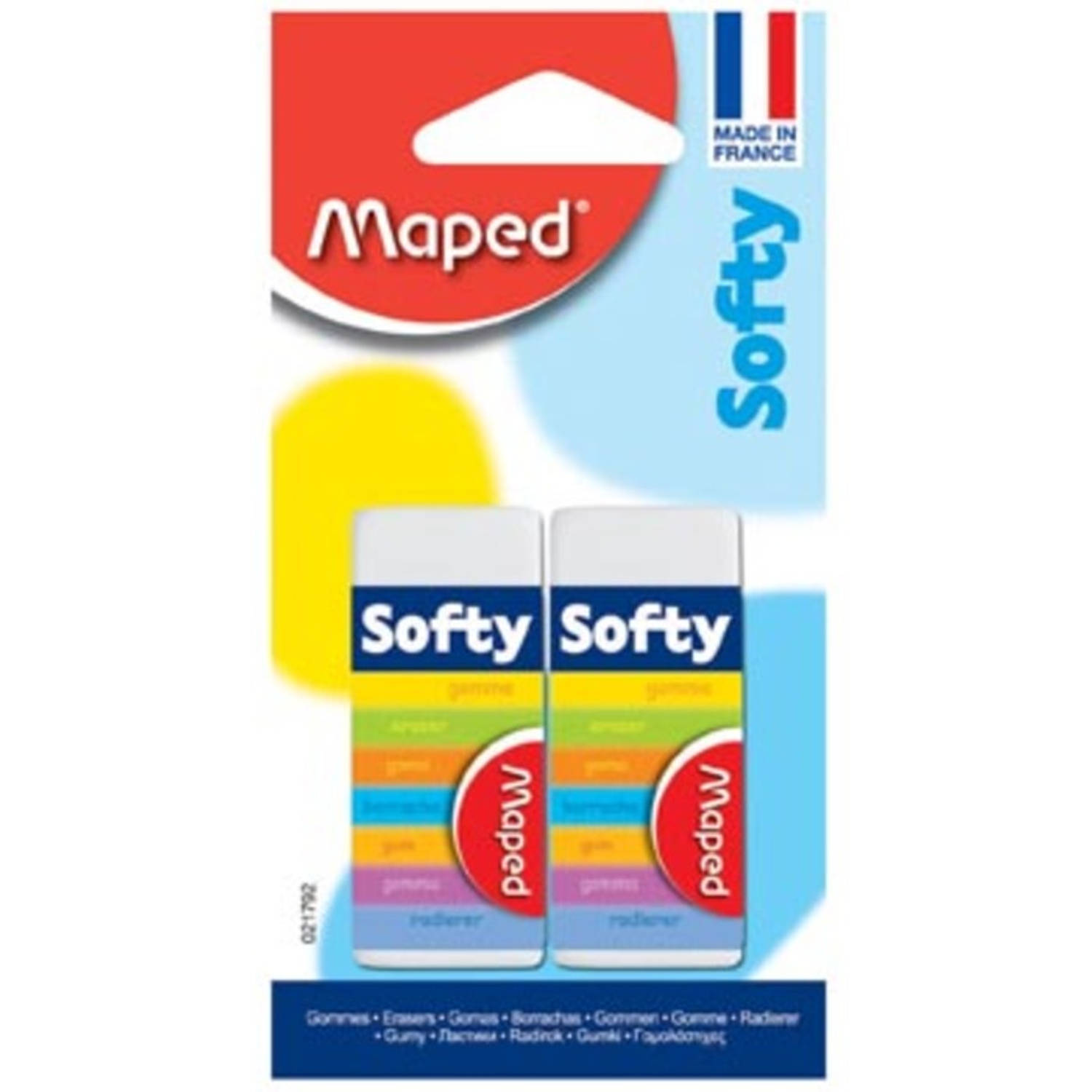 Maped Potloodgom Softy Medium Formaat, Blister Met 2 Stuks