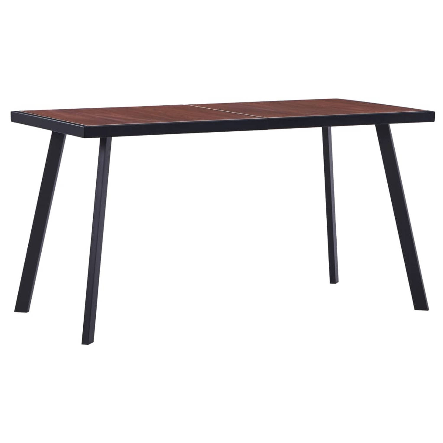 Vidaxl Eettafel 140x70x75 Cm Mdf Donkerhoutkleurig En - Zwart