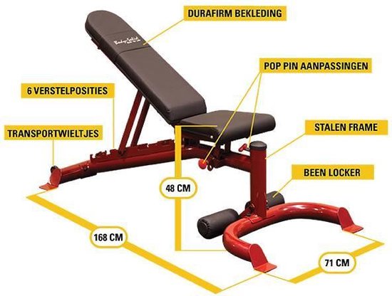 Body-Solid Flat Incline/Decline Trainingsbank - - Rood