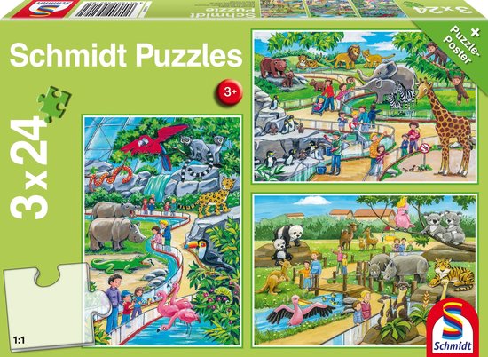 Een Dagje Dierentuin Legpuzzel - 3 X 24 Stuks