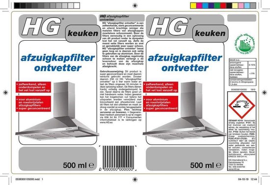 Hg Afzuigkapfilter Ontvetter - 500 ml