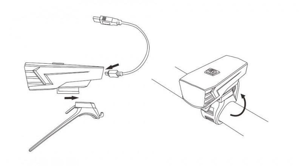 Lynx koplamp High Power USB batterij led 35 lux - Zwart