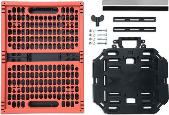 Plates 4 Bikes fietskrat vouwbaar 32 liter/zwart 2 delig - Rood
