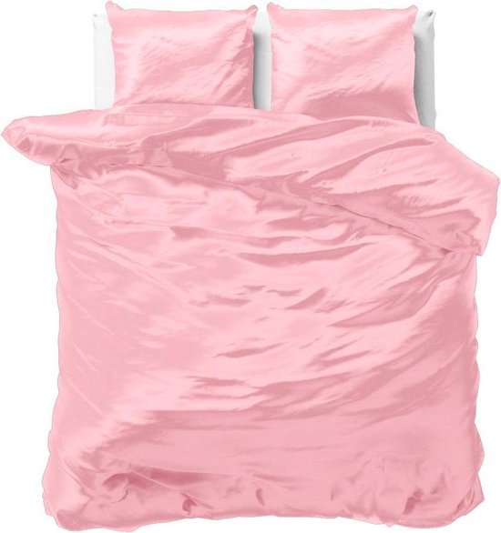 Sleeptime Satijn Geweven Uni - Lits-jumeaux (240 x 220 cm + 2 kussenslopen) Dekbedovertrek - Roze