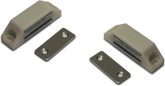 Bellatio Design 2x stuks magneetsnapper / magneetsnappers met metalen sluitplaat 6 x 3,8 x 1,6 cm - - Wit