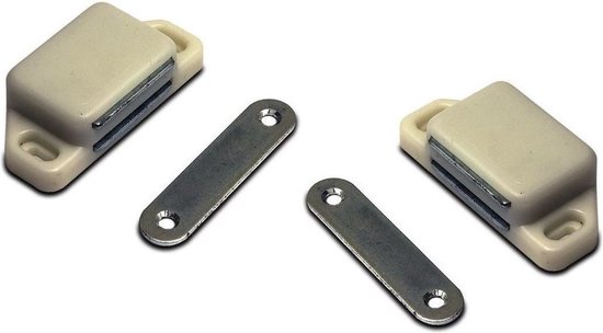 2x stuks magneetsnapper / magneetsnappers met metalen sluitplaat 6 x 5,4 x 2,6 cm - - Wit