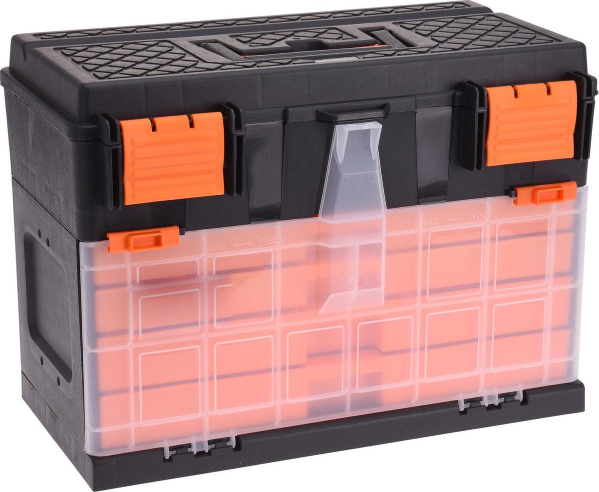 Gereedschap opbergbox/kist met 4 assortiments laden 44 x 26 x 33 cm -