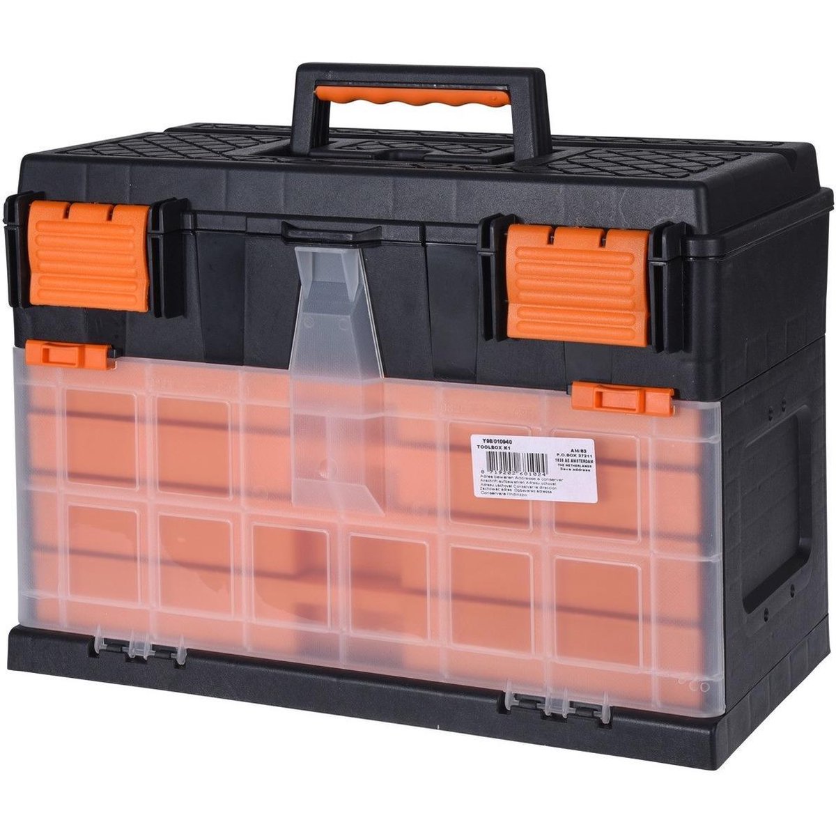 Gereedschap opbergbox/kist met 4 assortiments laden 44 x 26 x 33 cm -