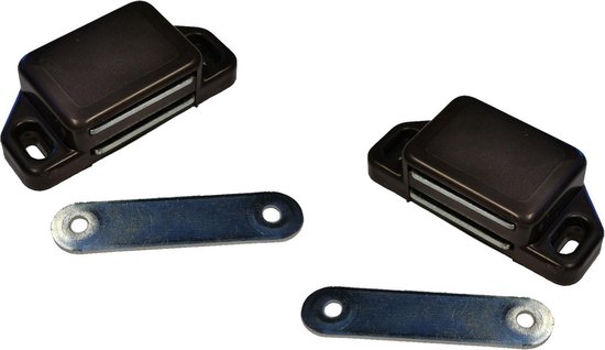 12x stuks magneetsnapper / magneetsnappers met metalen sluitplaat 6 x 5,4 x 2,6 cm - - Bruin