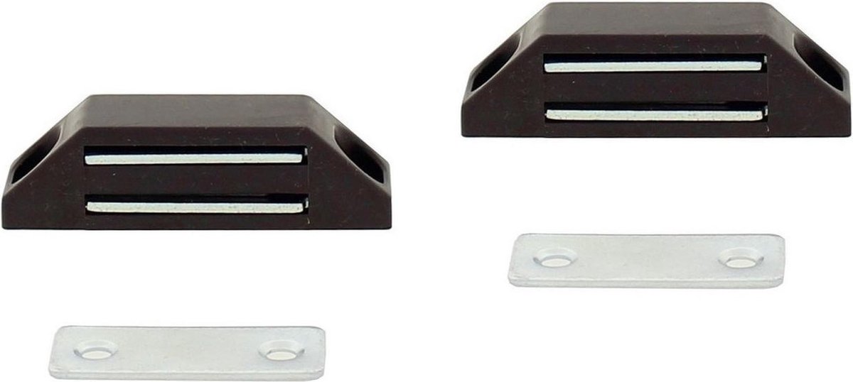 2x stuks magneetsnapper / magneetsnappers met metalen sluitplaat 6 x 3,8 x 1,6 cm - - Bruin