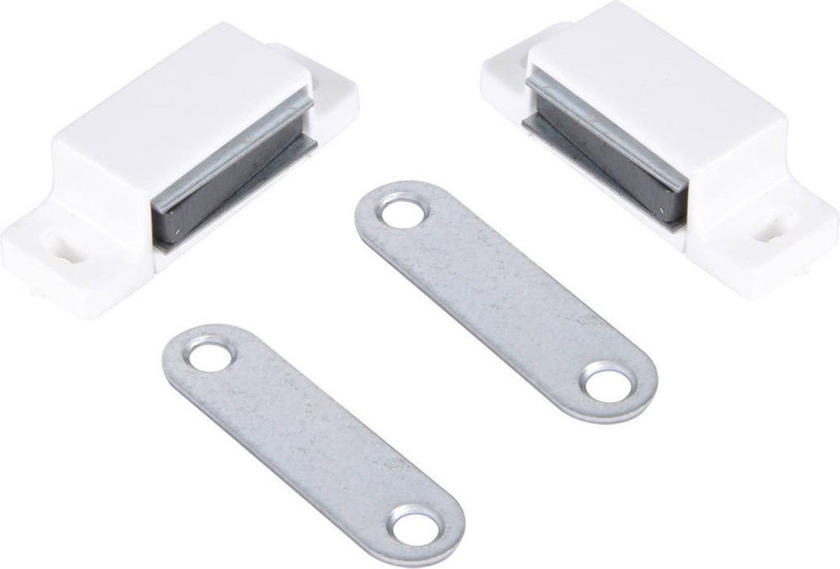 Bellatio Design 2x stuks magneetsnapper / magneetsnappers met metalen sluitplaat - - Wit