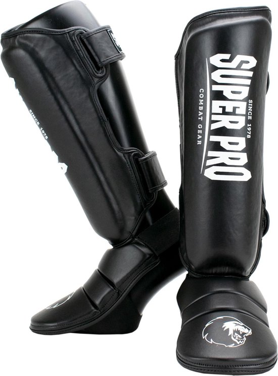 Super Pro Combat Gear Protector Scheenbeschermers -/Wit - XL - Zwart