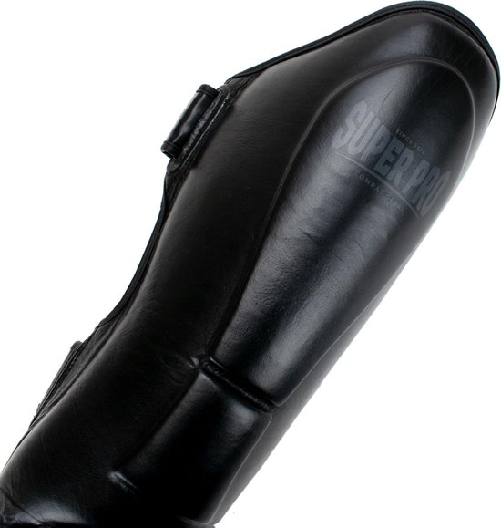 Super Pro Combat Gear Guardian Lederen Scheenbeschermers S - Zwart