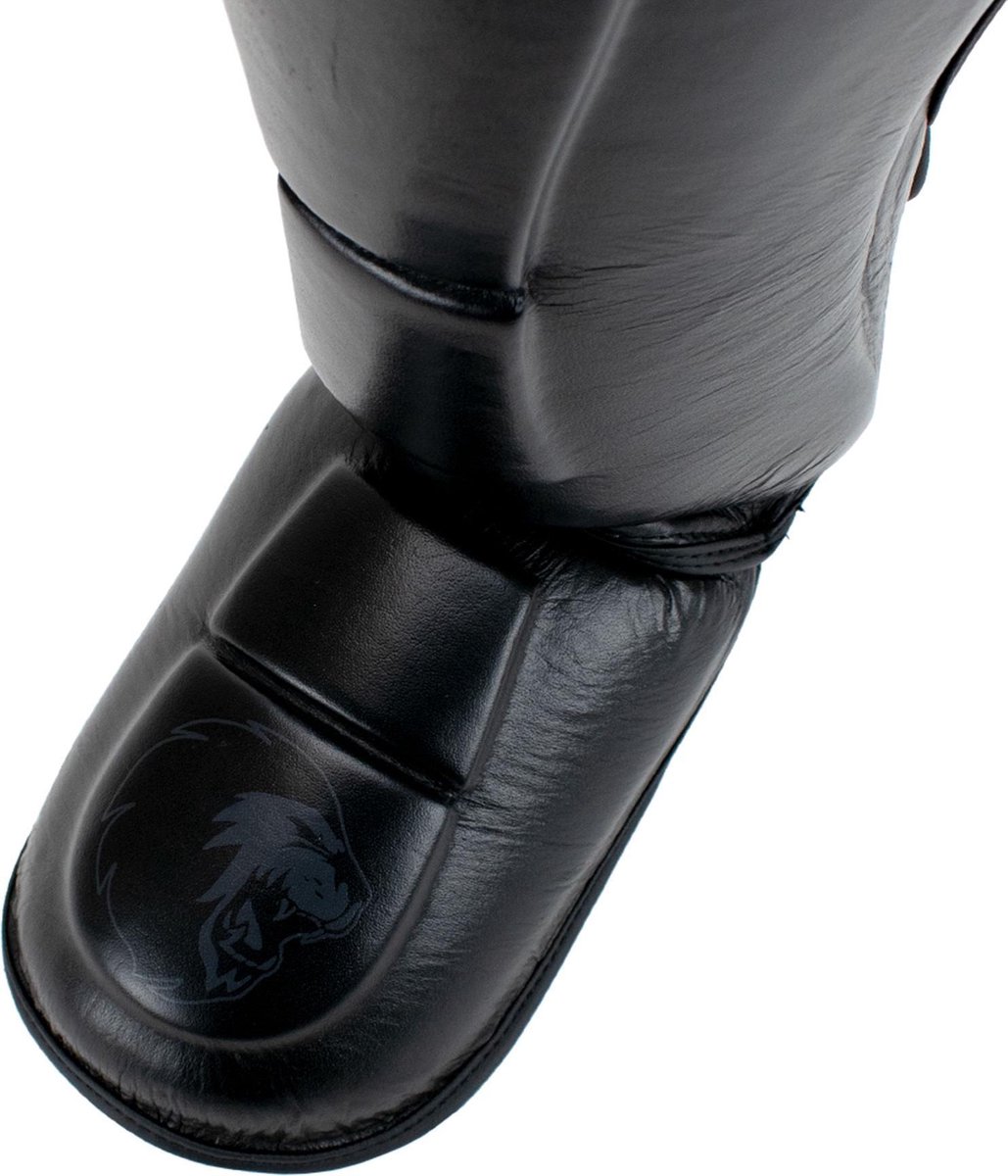 Super Pro Combat Gear Guardian Lederen Scheenbeschermers S - Zwart