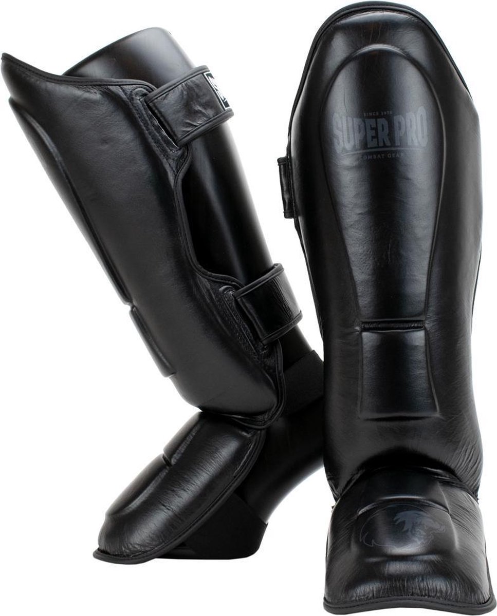 Super Pro Combat Gear Guardian Lederen Scheenbeschermers S - Zwart