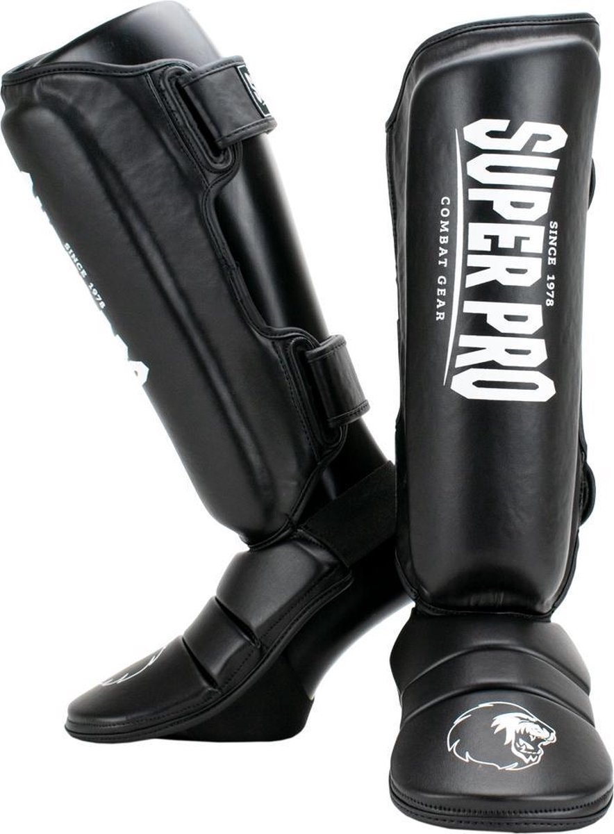 Super Pro Combat Gear Protector Scheenbeschermers -/Wit - L - Zwart